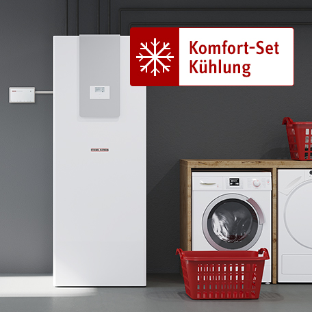 Luft-Wasser-Wärmepumpe zum Heizen, Kühlen und zur Trinkwarmwasserbereitung: WPL 25 AC und Integralspeicher HSBC 300