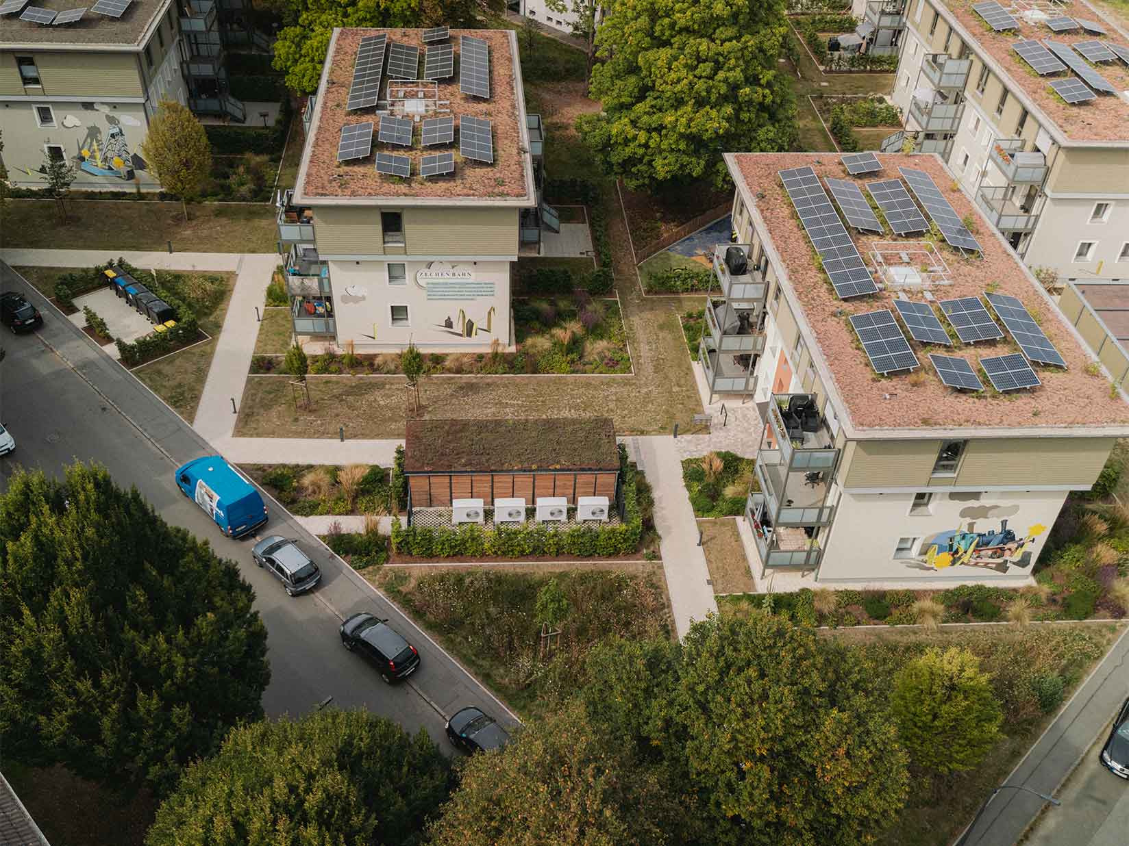Vogelperspektive auf das Wohnungsquartier Bergmannsgrün in Dortmund
