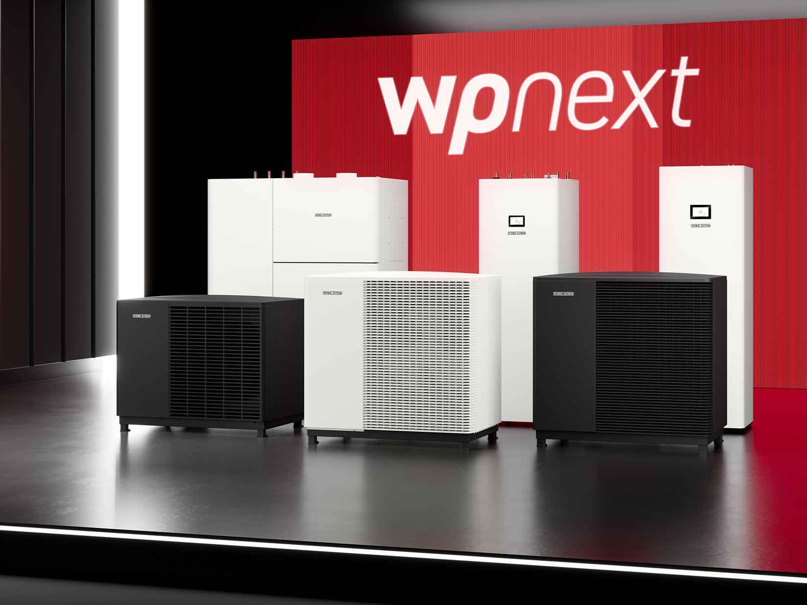 Wärmepumpen auf einer Bühne mit dem Schriftzug "wpnext"