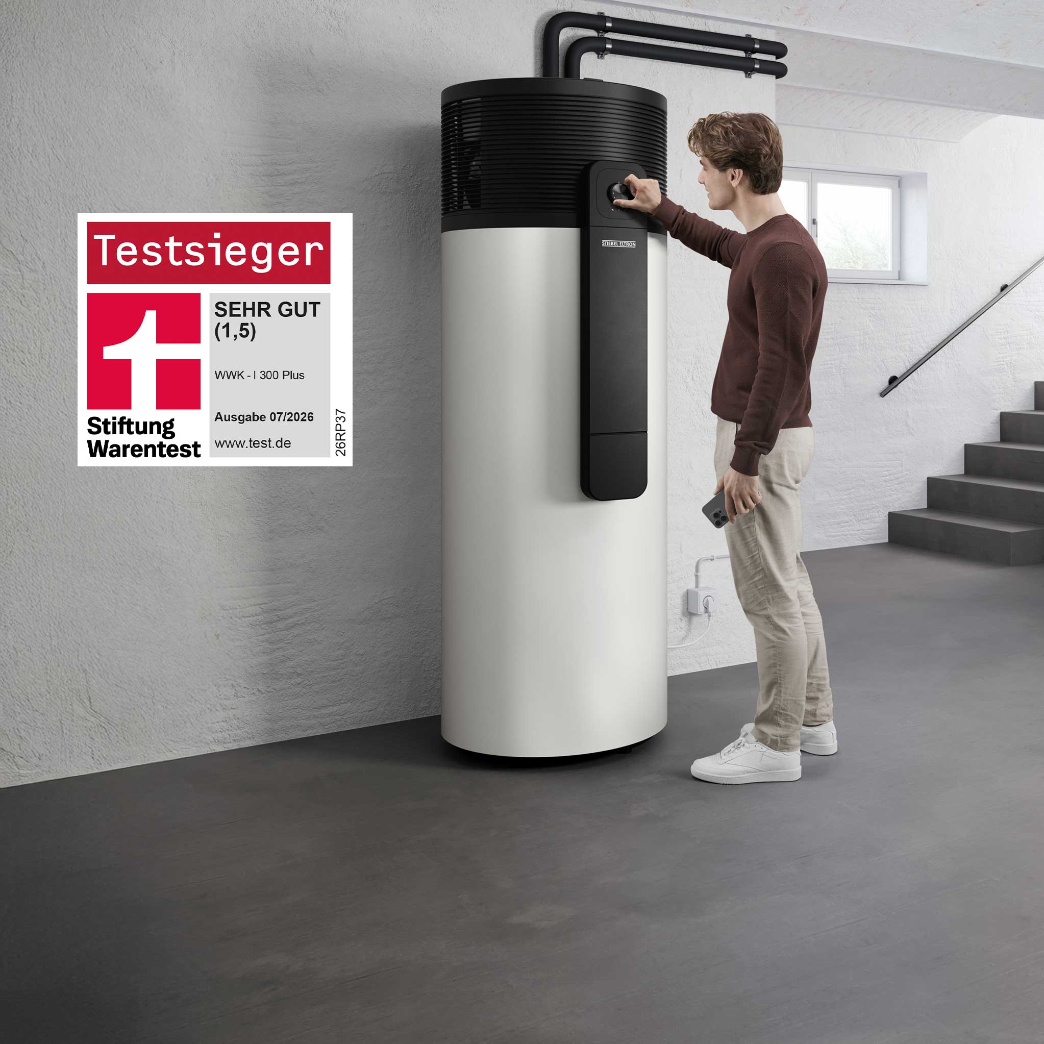 Brauchwasserwärmepumpe im Hauswirtschaftsraum