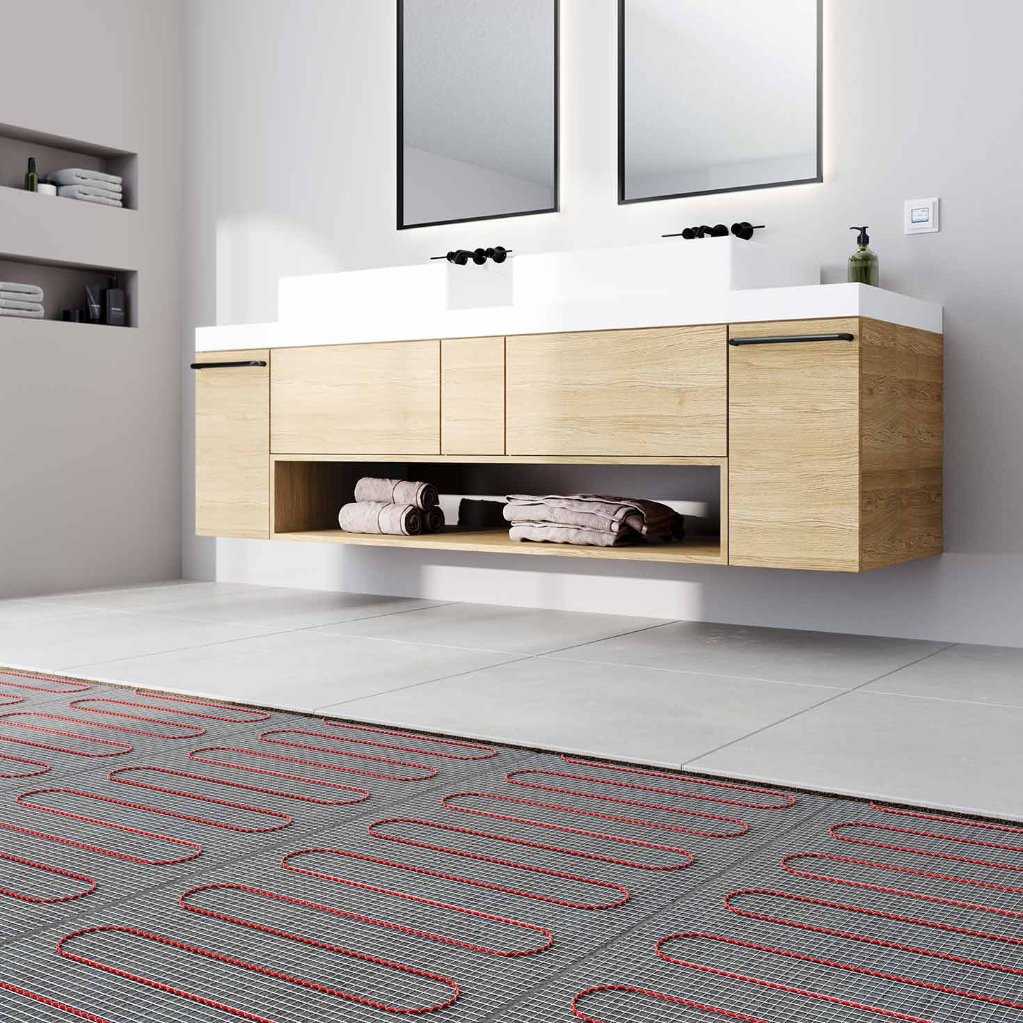 Fußbodenheizung FTM 160/3 Set Plus in einem Badezimmer