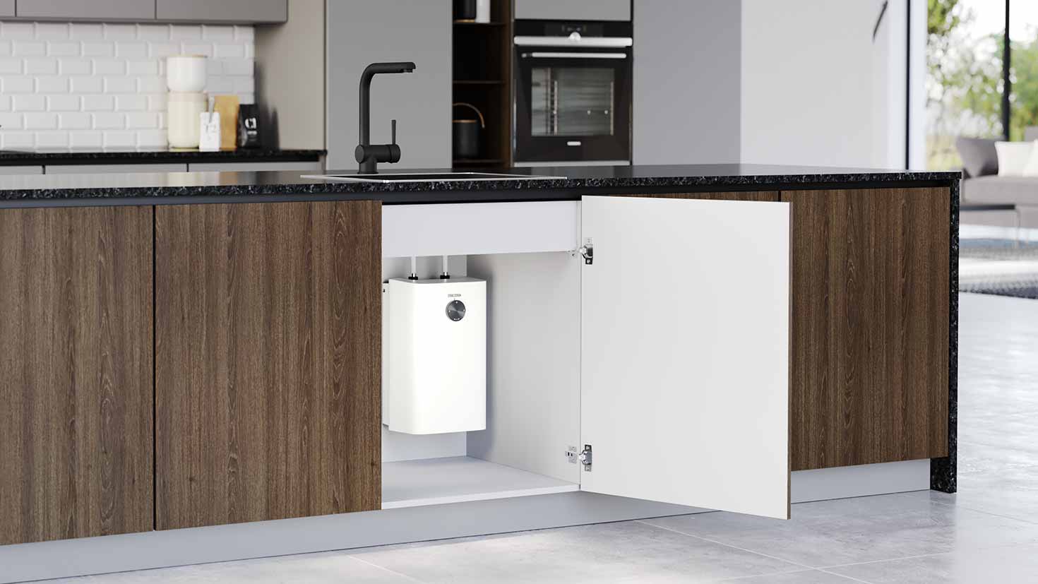 SNU 5 Plus von STIEBEL ELTRON im Unterschrank einer modernen Küche