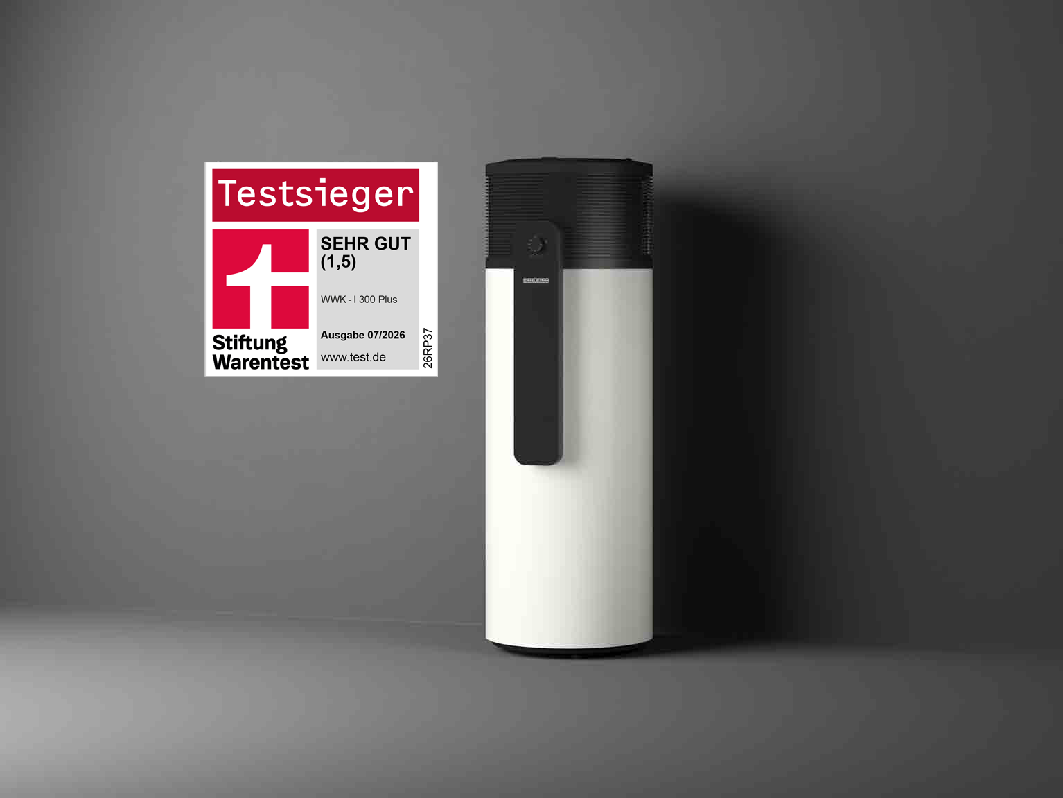 Brauchwasserwärmepumpe WWK-I 300 Plus ist Testsieger bei Stiftung Warentest (07/2026), Note "Sehr gut": 1,5)