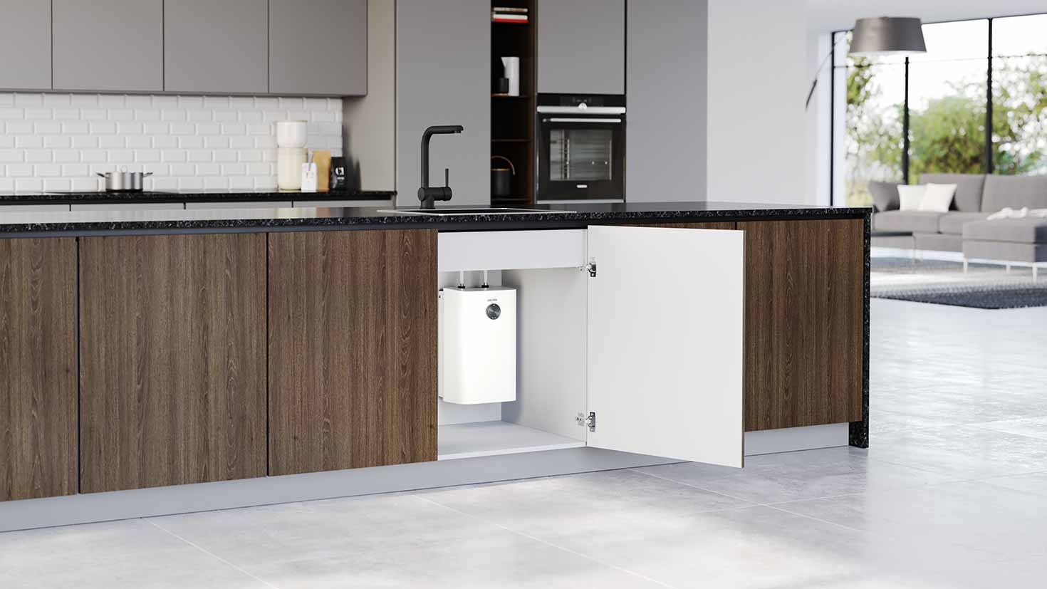 SNU 5 Plus von STIEBEL ELTRON im Unterschrank einer modernen Küche