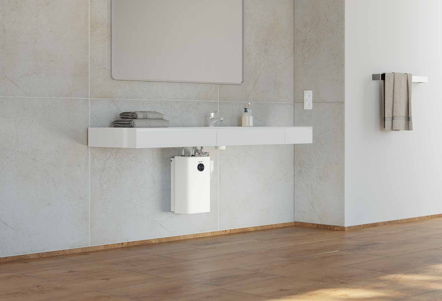 Kleinspeicher SNU Plus + MAE-W von STIEBEL ELTRON im Bad