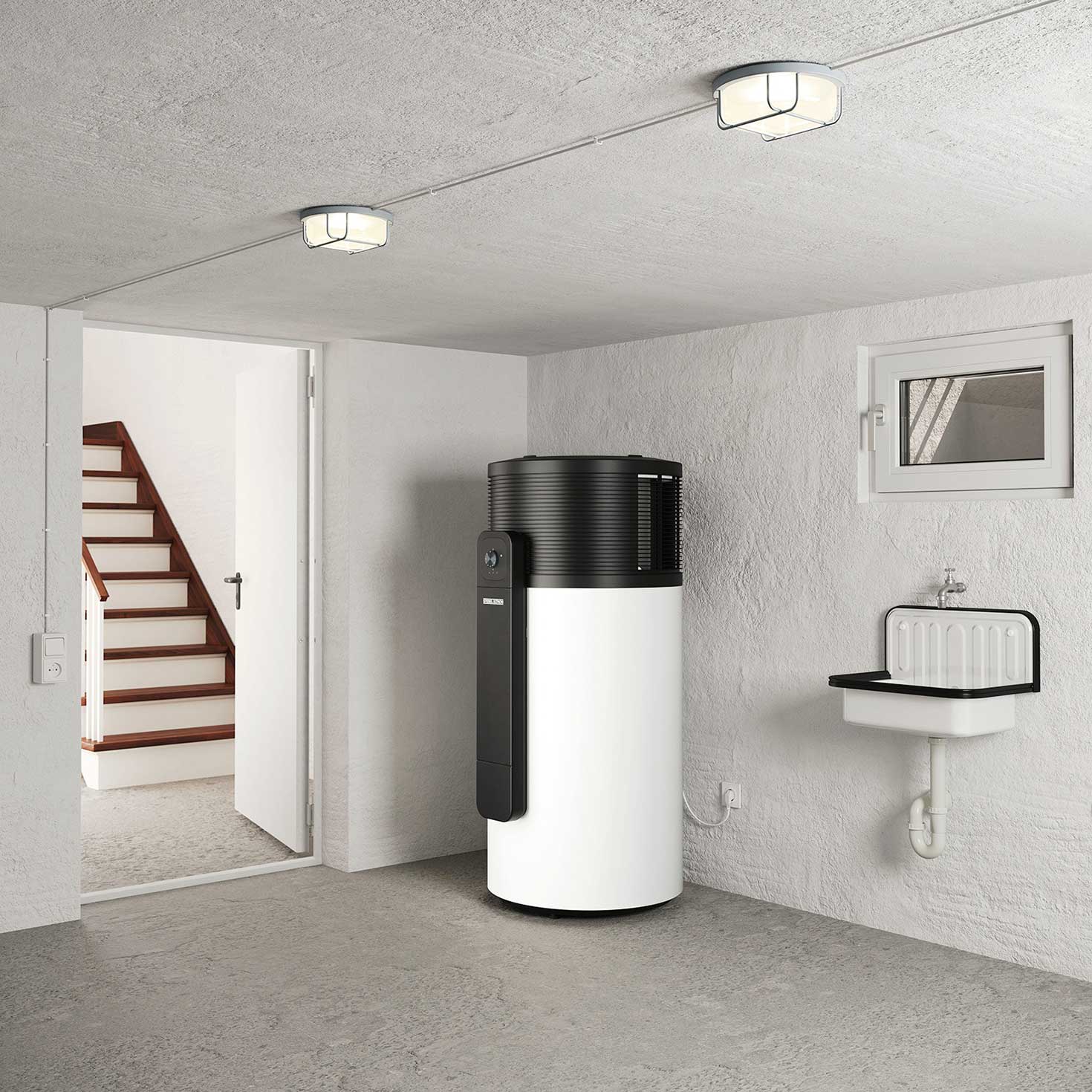 Brauchwasserwärmepumpe im Heizungskeller
