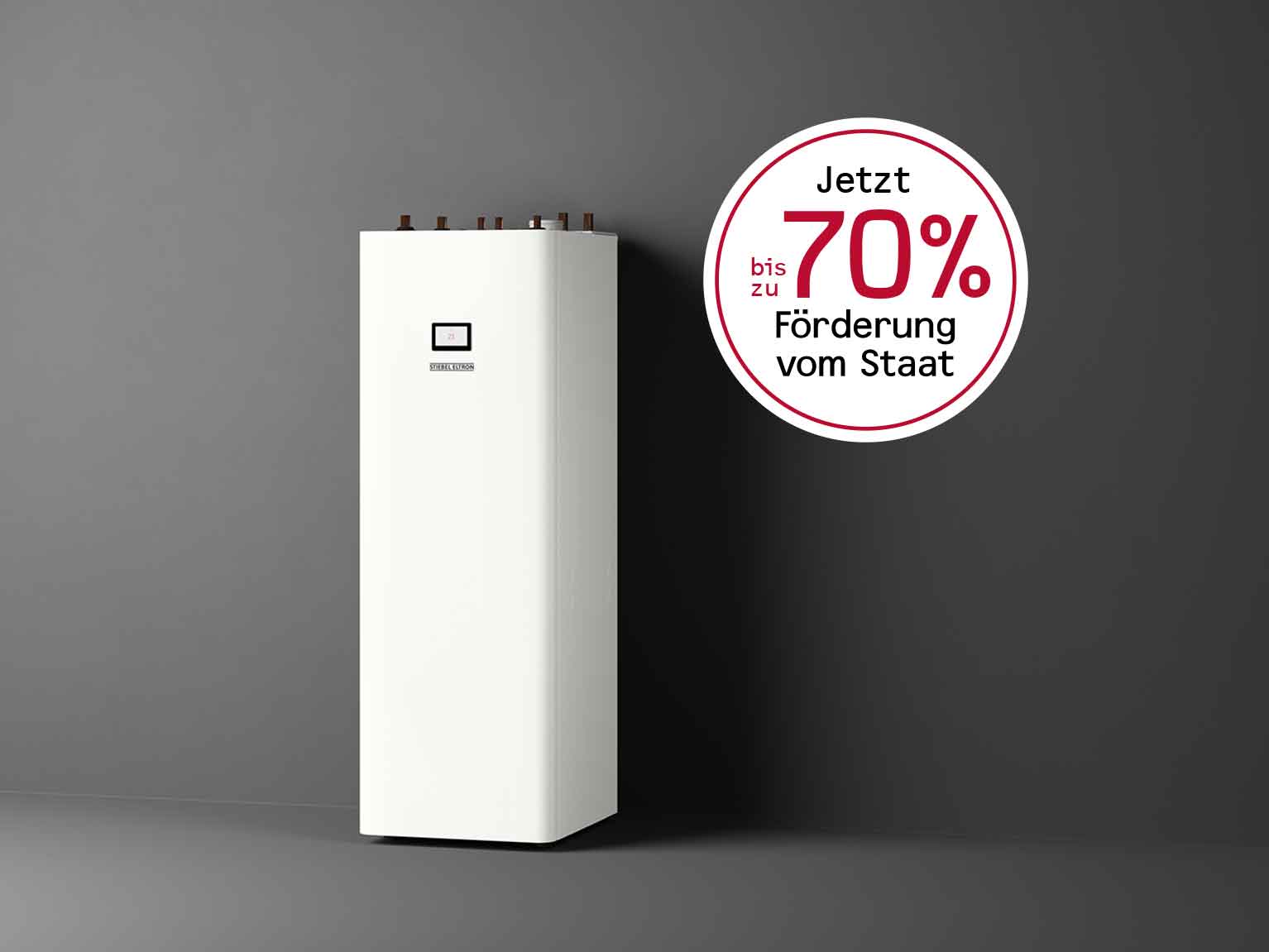 Erdwärmepumpe vor grauem Hintergrund