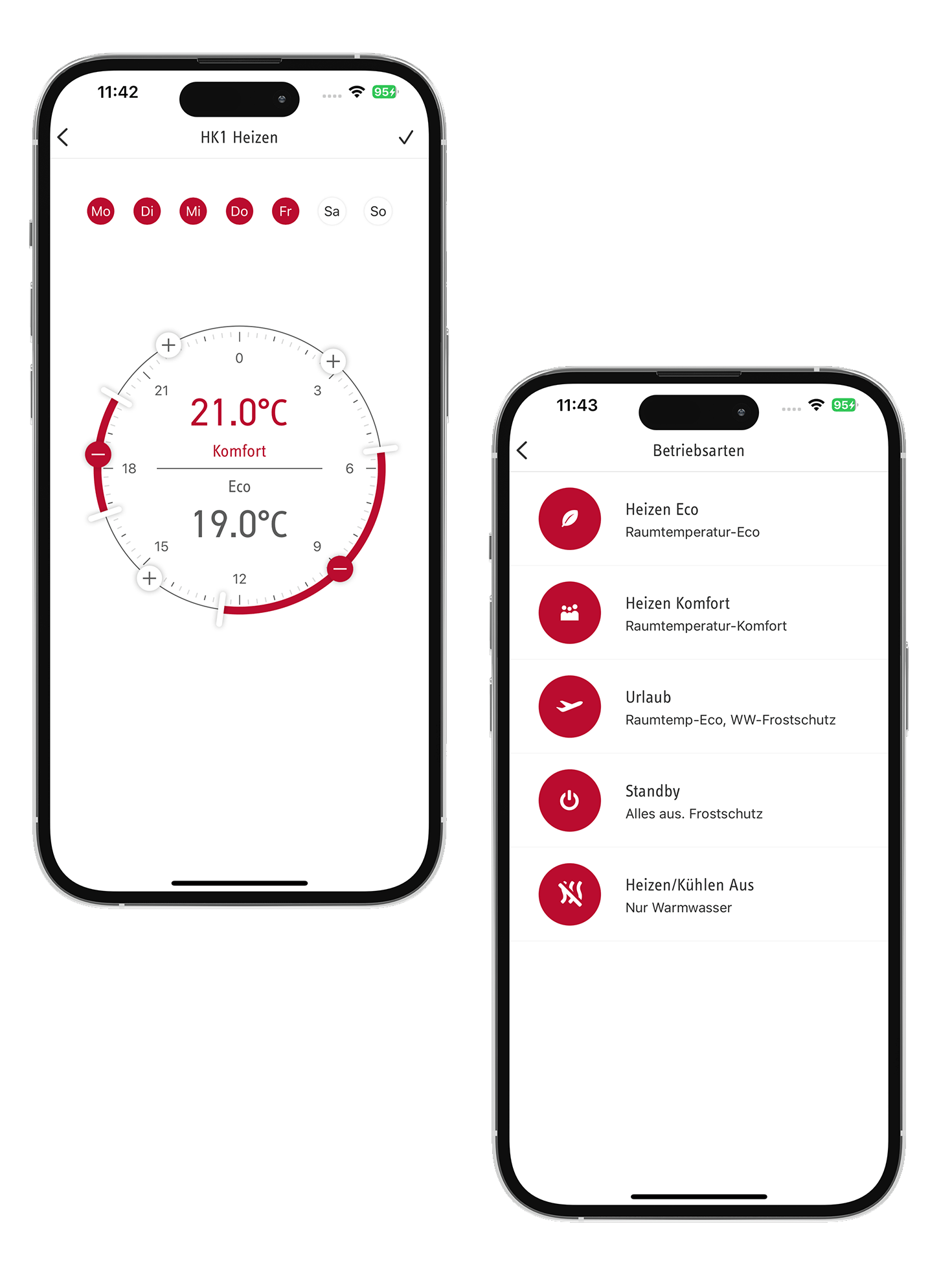 Screenshots der MyStiebel App