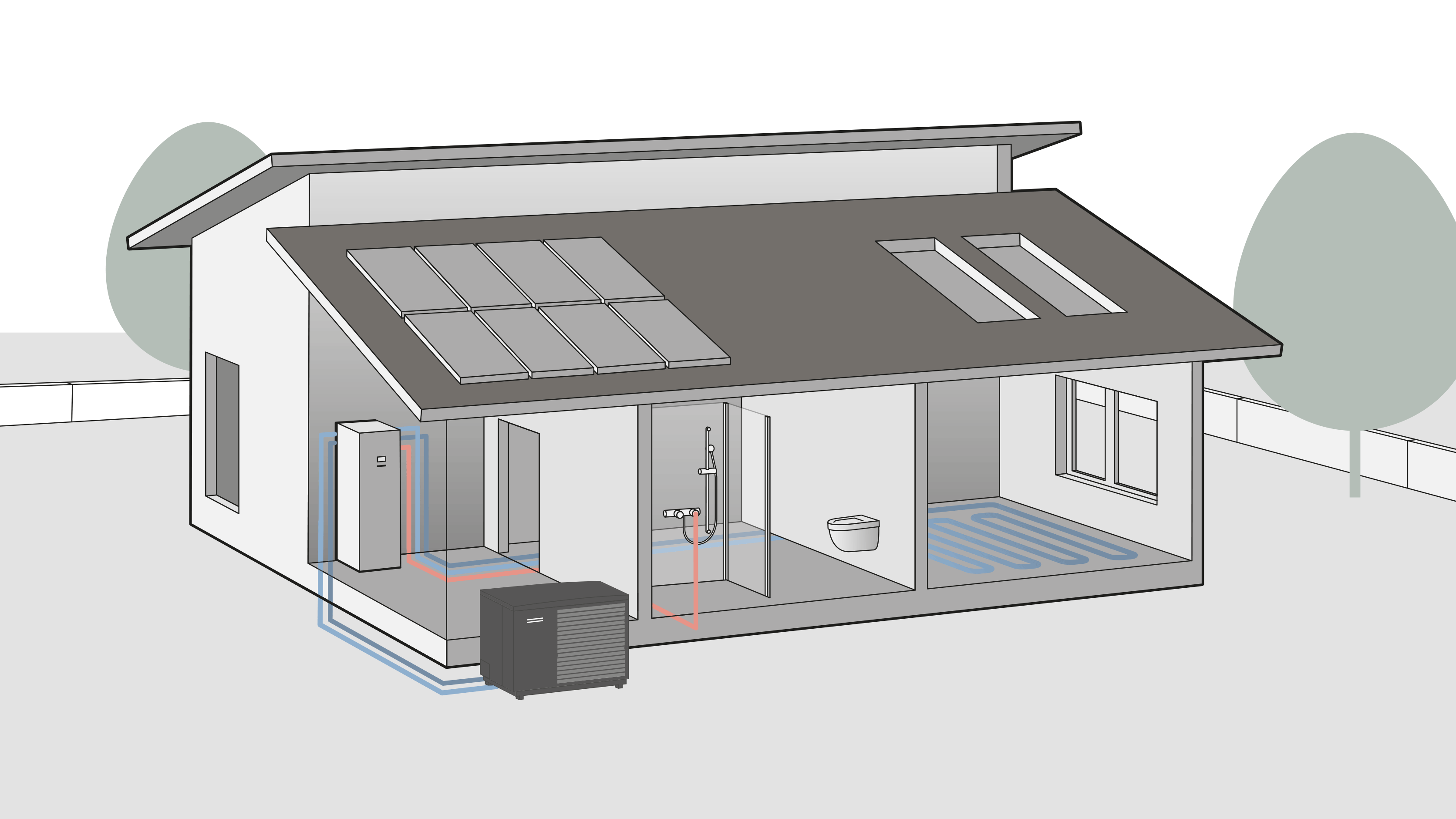 Funktionsgrafik Kühlen mit Wärmepumpe