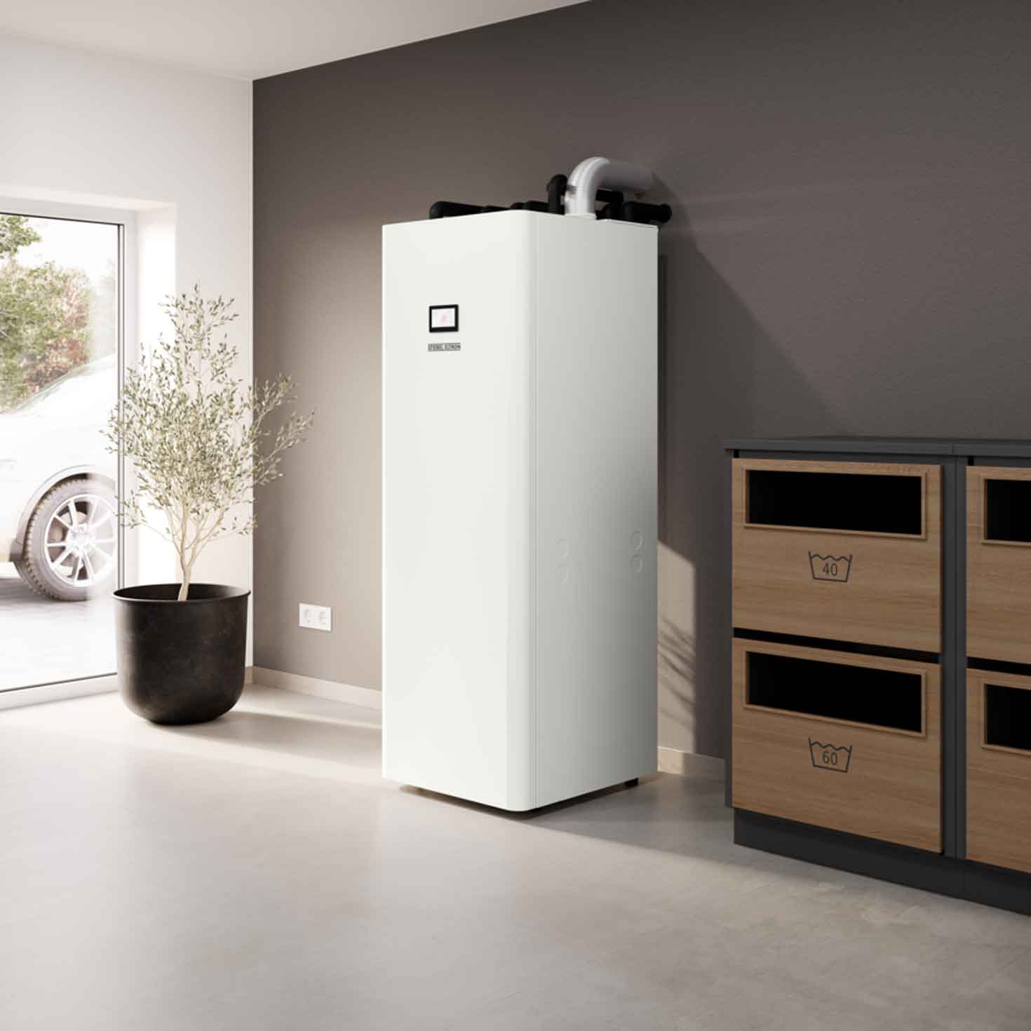 Erdwärmepumpe im Hauswirtschaftsraum